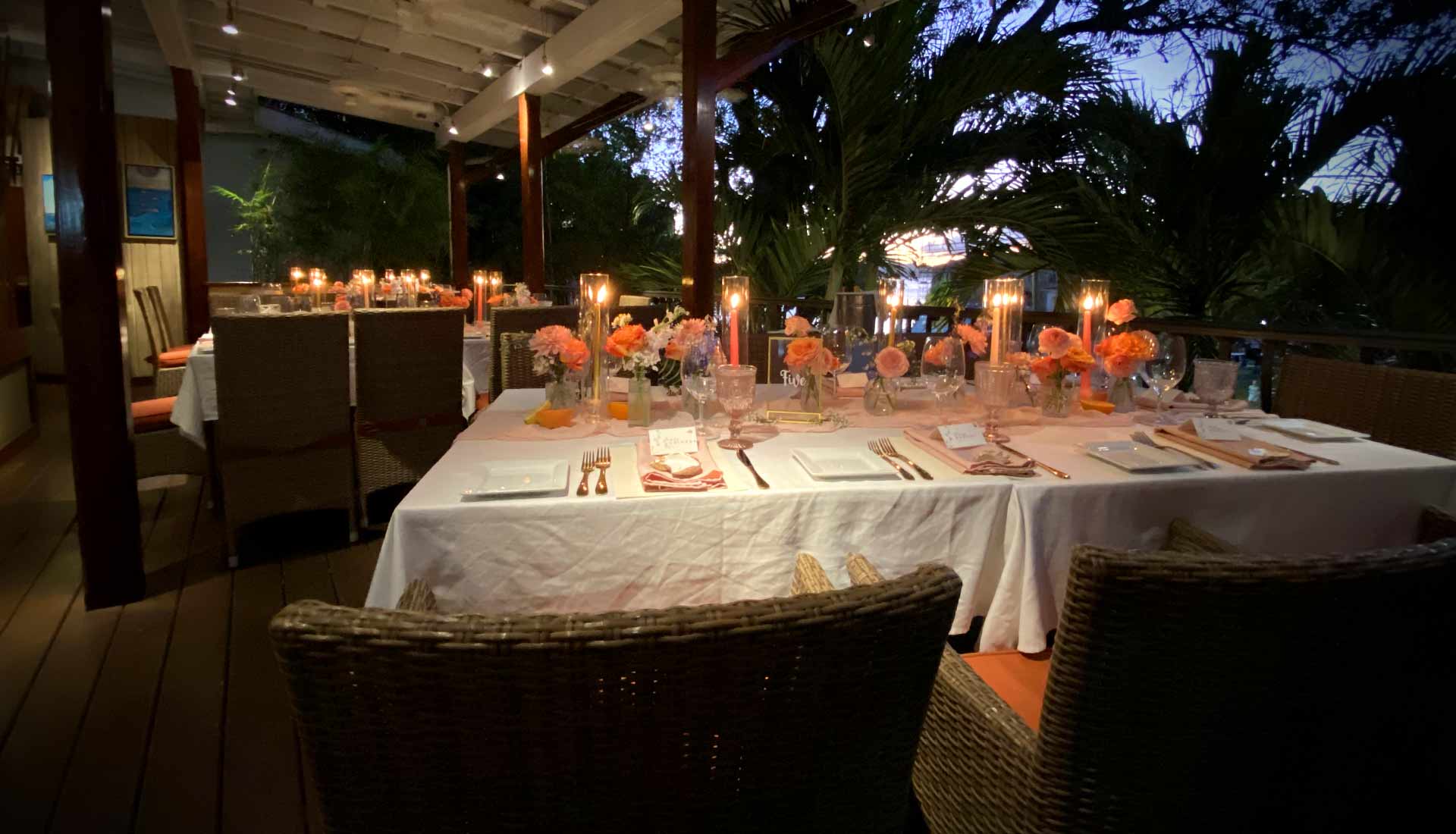 Dining in front of paradise